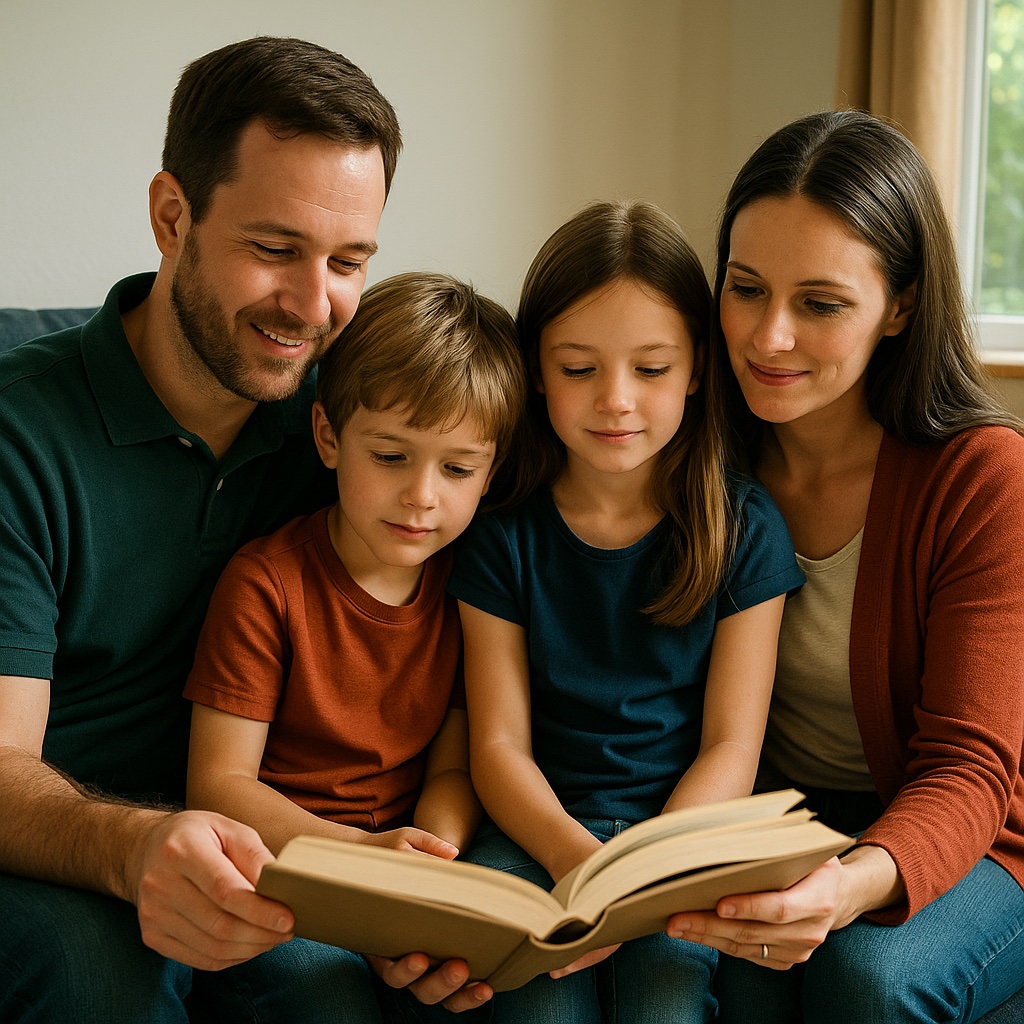 Family reading together